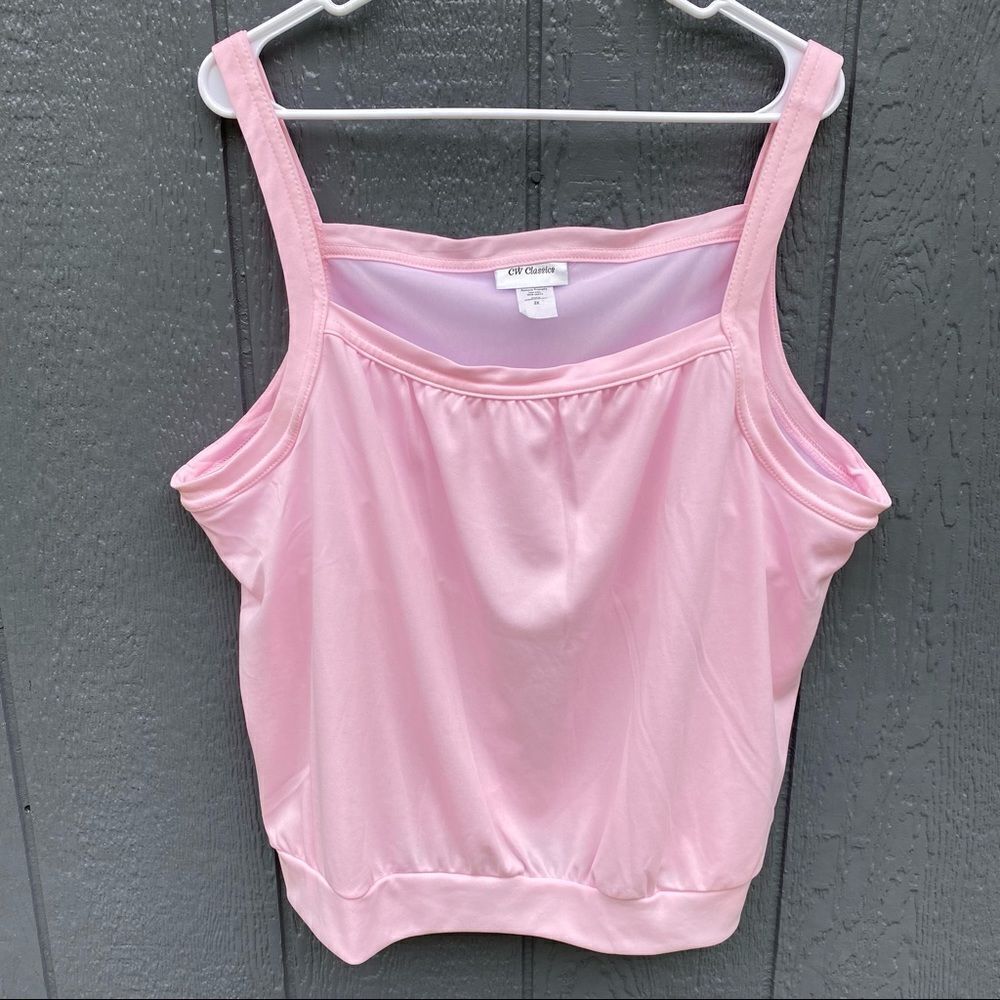 Cw Classics Pink Sheer Tank Top 2x